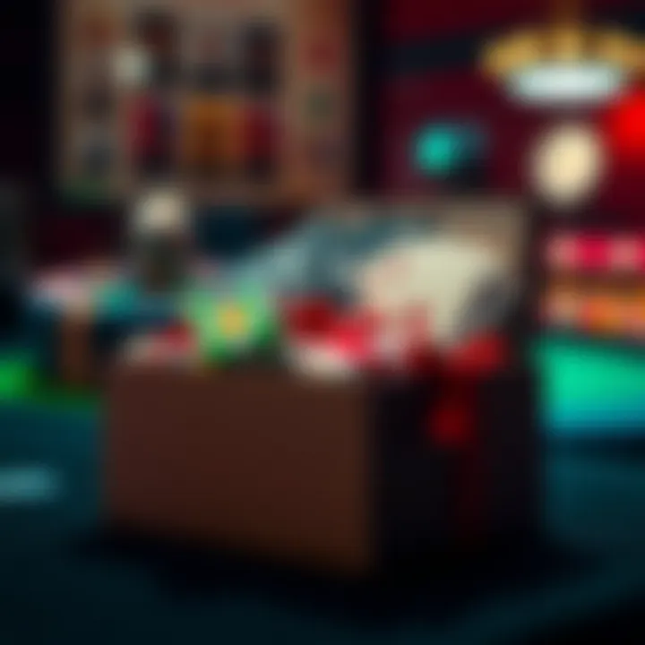 A personalized casino-themed gift box filled with unique items