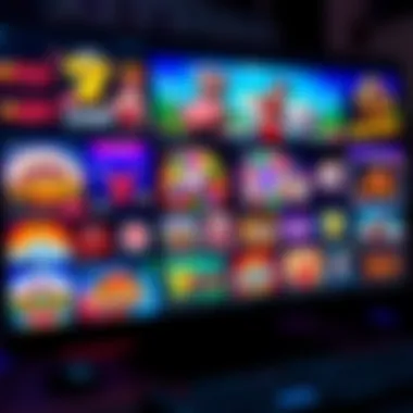 Diverse range of online casino games on a computer screen