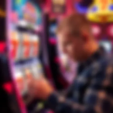 Player engaging with the Triple Hot Sevens slot machine, displaying intense focus