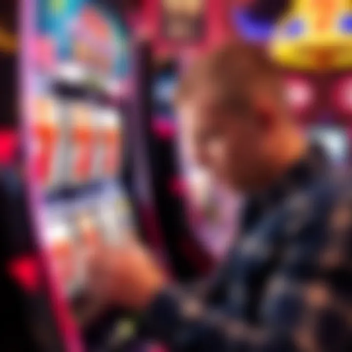 Player engaging with the Triple Hot Sevens slot machine, displaying intense focus