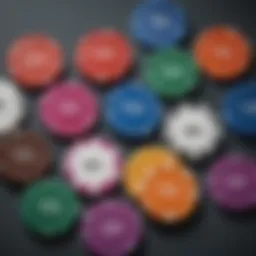 A variety of Versa Games poker chips showcasing different designs and colors.